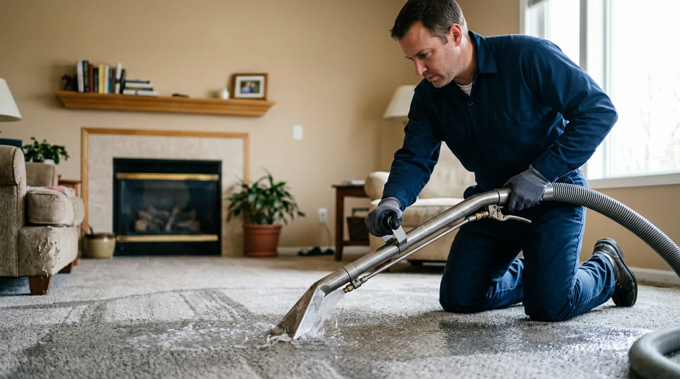 Water damage restoration technician working near Westfield Center, OH